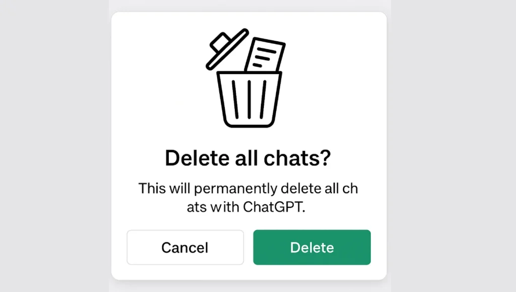 طريقة مسح محادثات ChatGPT بالكامل